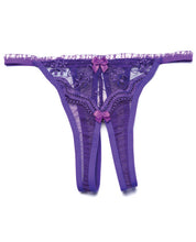 Load image into Gallery viewer, Scalloped Embroidery Crotchless Panty Purple O-s