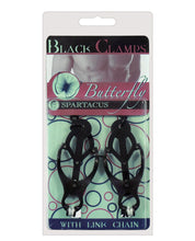 Load image into Gallery viewer, Spartacus Black Butterfly Style Nipple Clamps W-chain