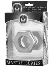 Load image into Gallery viewer, Master Series Silver Hex Heavy Duty Cock Ring &amp; Ball Stretcher