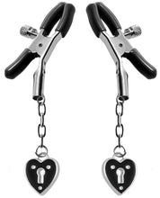 Load image into Gallery viewer, Master Series Charmed Heart Padlock Nipple Clamps