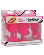Load image into Gallery viewer, Frisky Pleasure 3pc Silicone Anal Plugs W-gems - Pink