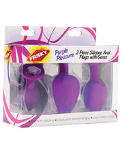 Load image into Gallery viewer, Frisky Pleasure 3pc Silicone Anal Plugs W-gems - Purple