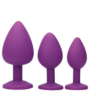 Load image into Gallery viewer, Frisky Pleasure 3pc Silicone Anal Plugs W-gems - Purple