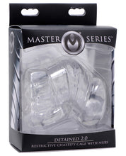 Load image into Gallery viewer, Master Series Detained 2.0 Restrictive Chastity Cage W-nubs - Clear