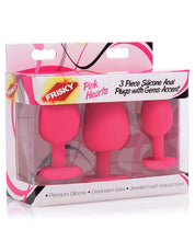 Load image into Gallery viewer, Frisky Hearts 3pc Silicone Anal Plugs W-gems - Pink