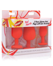 Load image into Gallery viewer, Frisky Hearts 3pc Silicone Anal Plugs W-gems - Red