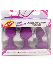 Load image into Gallery viewer, Frisky Pleasures Silky Silicone Anal Plugs - Purple Pack Of 3